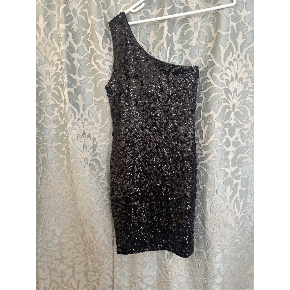 Anna-Kaci Black Sequin One Shoulder Dress Sparkle & Shine Party Medium